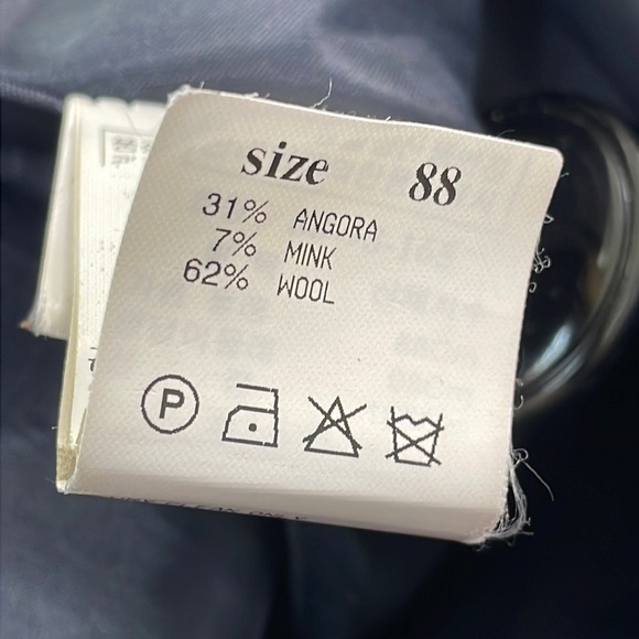 SJSJ Double Breasted Pea Coat Deep Navy Blue Angora Mink Wool Sz M - Picture 9 of 11